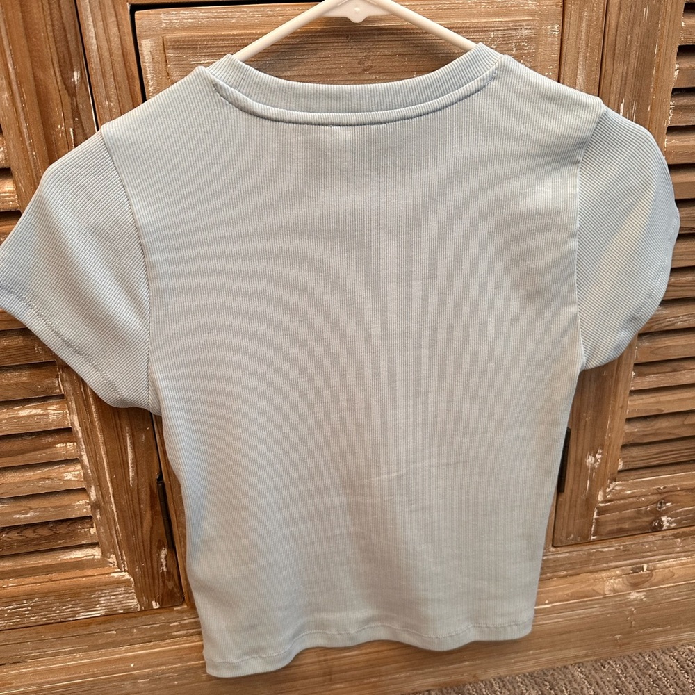 NEW J. Crew Factory Cropped Crewneck Baby Ribbed Tee (Size Small) - Picture 2 of 6